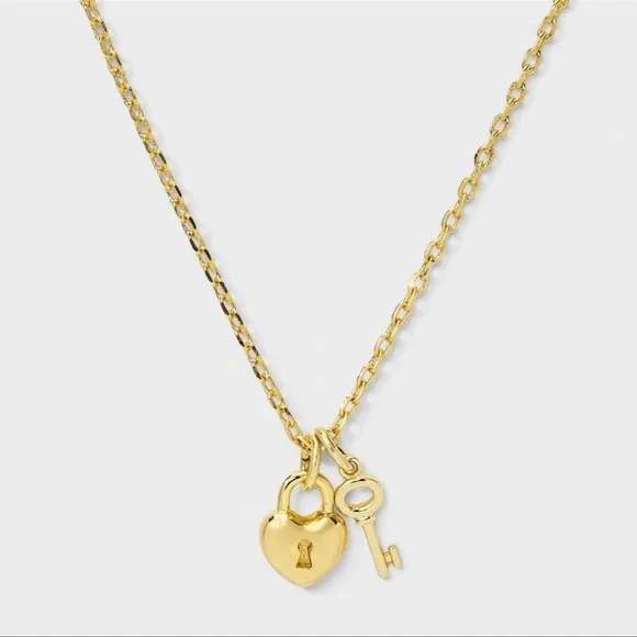 A New Day Gold Heart and Key Necklace - Picture 2 of 5